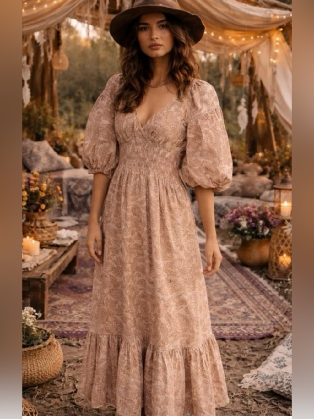 Patrons of Peace Boho V-neck Maxi Dress